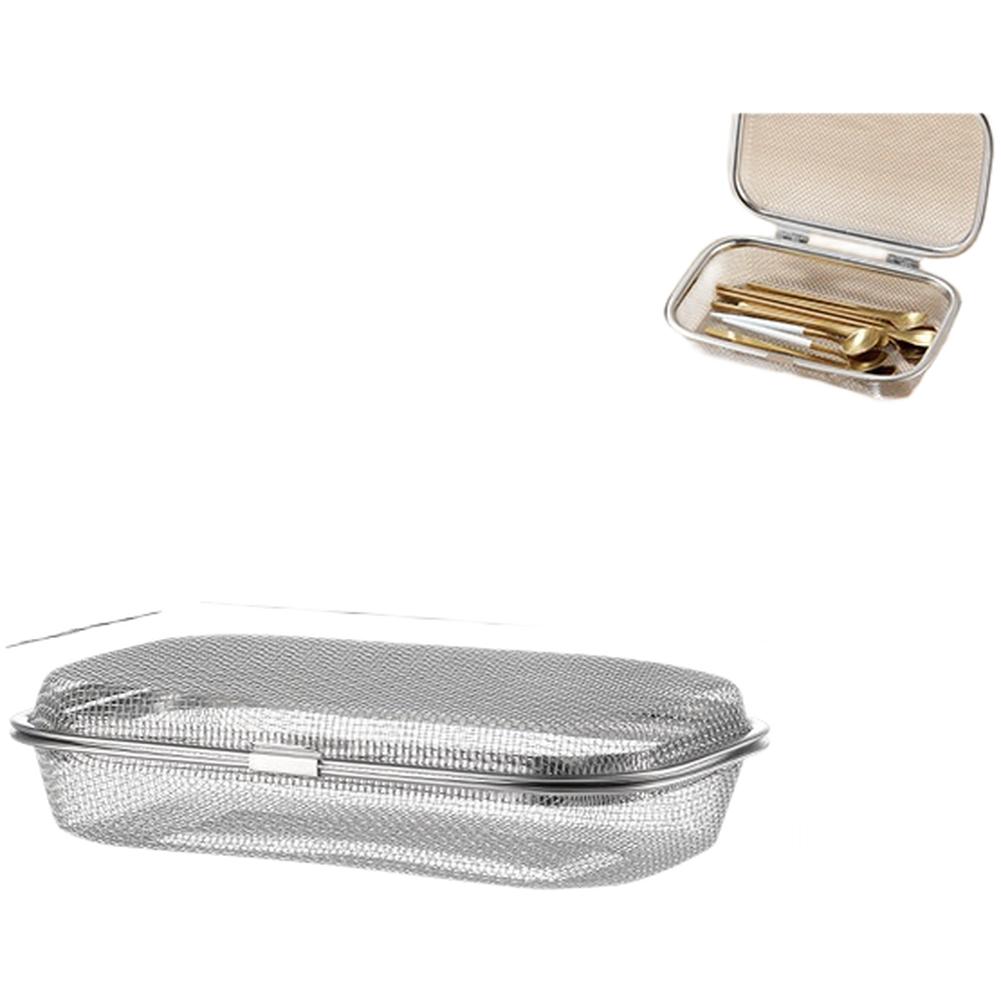 Kitchen Chopsticks Organizer Made of 304 Stainless Steel with Lid and Mesh Drainer for Efficient Water Drainage Dishwasher Safe