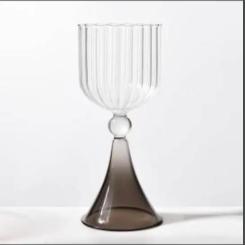 Small Ins Champagne Cup High Beauty Household Red Wine Cup Heat Resistant Vertical Textured Glass Mug Dessert Juice Goblet