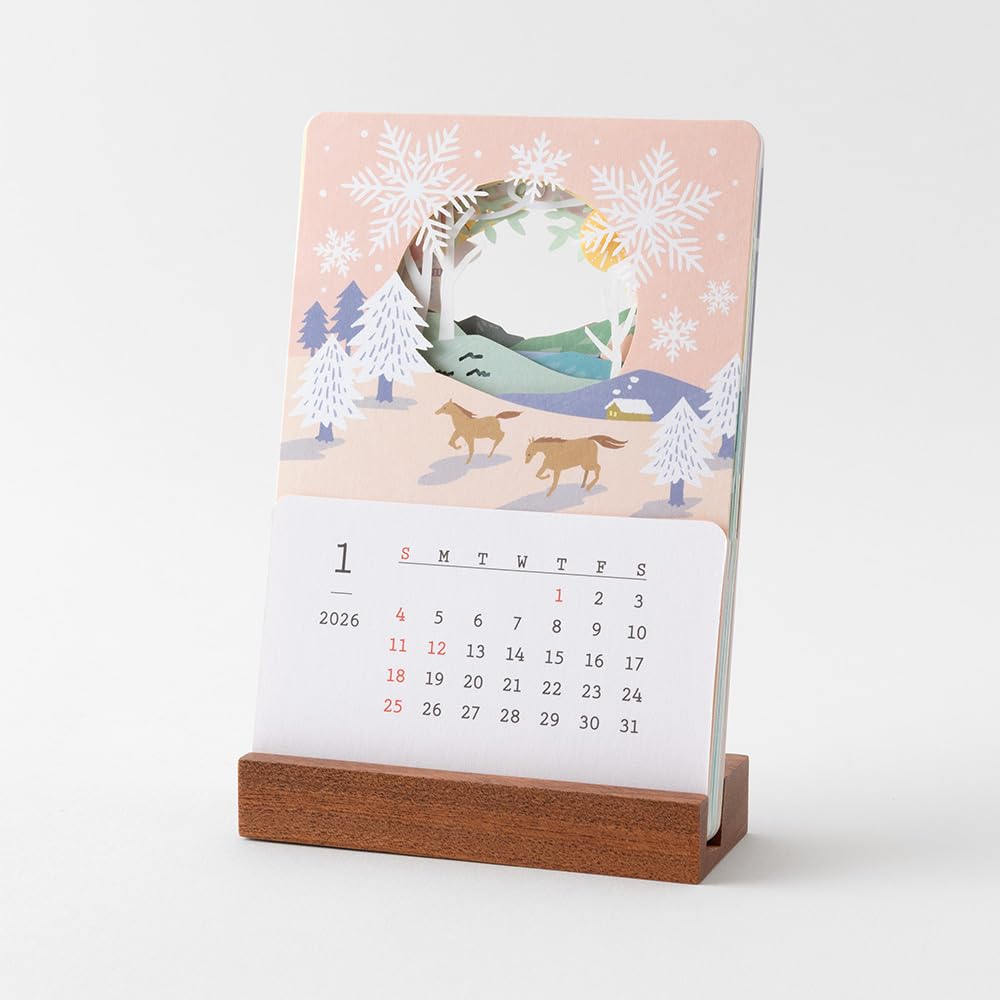 Midori 2026 Calendar, Desktop, Seasonal Calendar, Limited Edition, with Bookmark, Landscape Design, 31369006