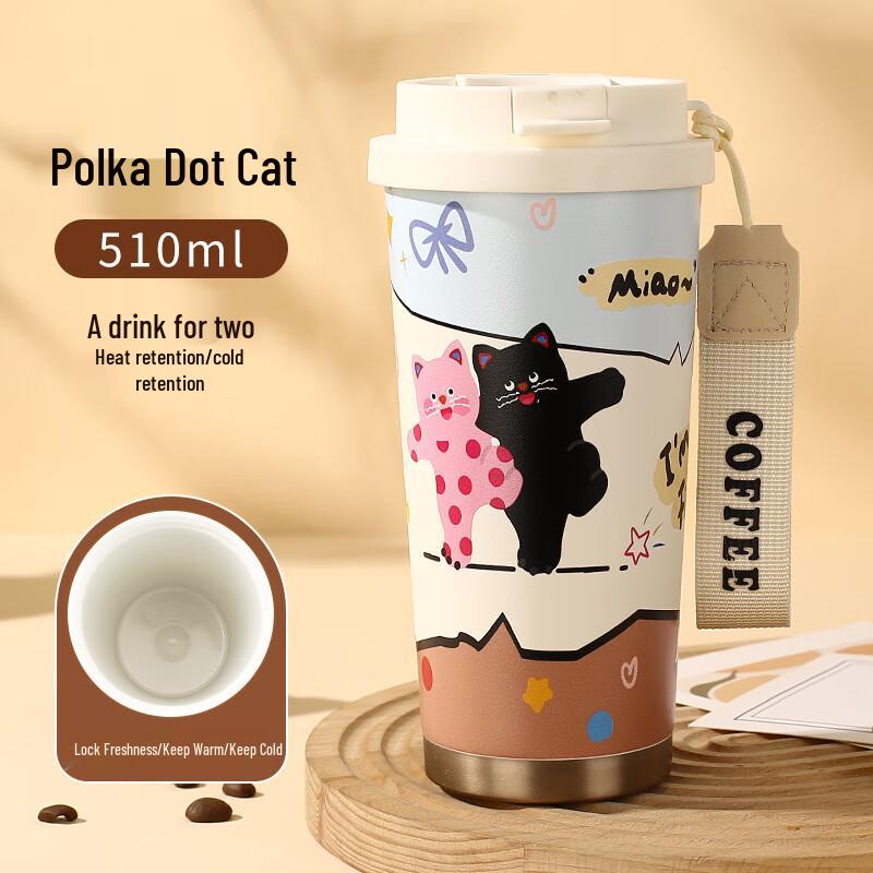 SX Polka Dot Cat Vacuum Insulated Travel Mug