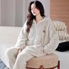 Pajamas Women'S Winter Coral Fleece Thickened Fleece Warm Autumn And Winter Flannel Can Be Worn Outside Hooded Winter Loungewear