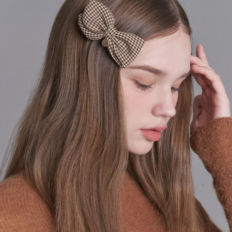 

WHITE SANDS Kids Houndstooth Check Hair Clip Yellabon (4 colors) GRAY_Free