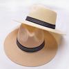 Style Dad Bowler Hat Travel Beach Panama Hat Middle-aged Men Straw Hat Solid Color Old Man Sun Hat