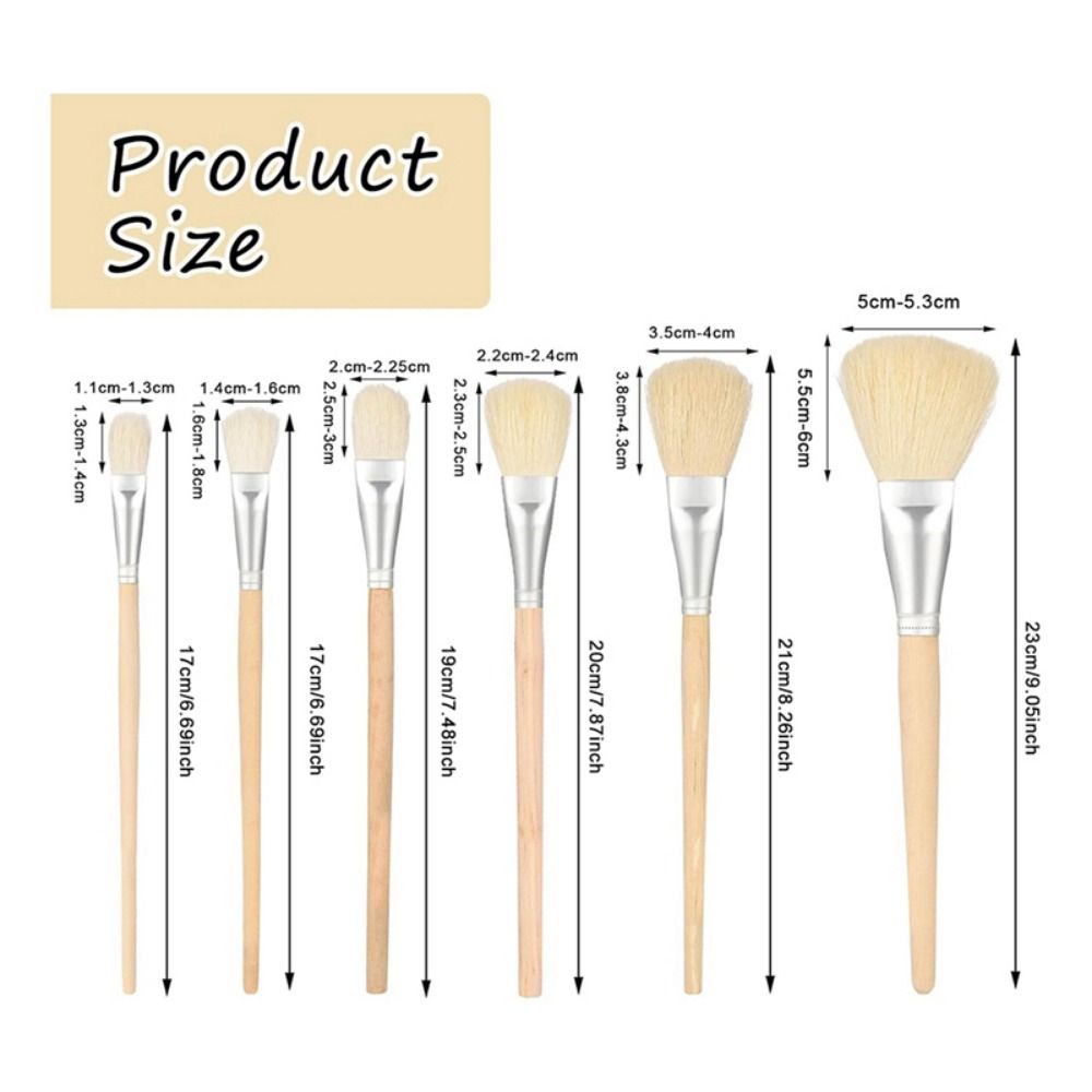 Wood Color Painting Pen Soft Goat Hair Blend Mop Brush Set Goat Hair Mop Brush  Complementary Color