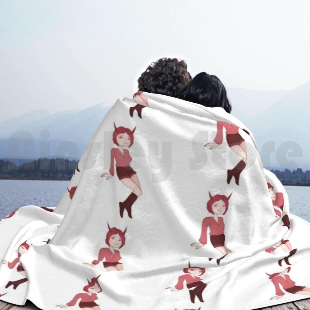 Devil Anime Girl Blanket For Sofa Bed Travel Anime Waifu Cute Devil Evil Red Lucy Hell Graphic Girl Smug Anime