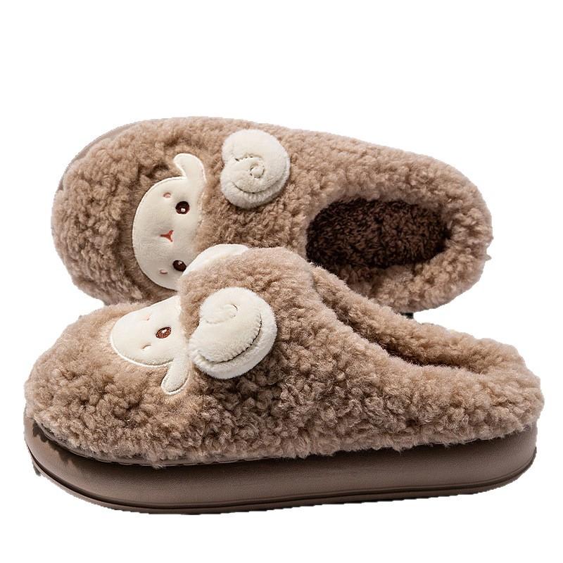 Little sheep couple cotton slipper bag heel cute cartoon winter velvet dormitory home indoor cotton shoes
