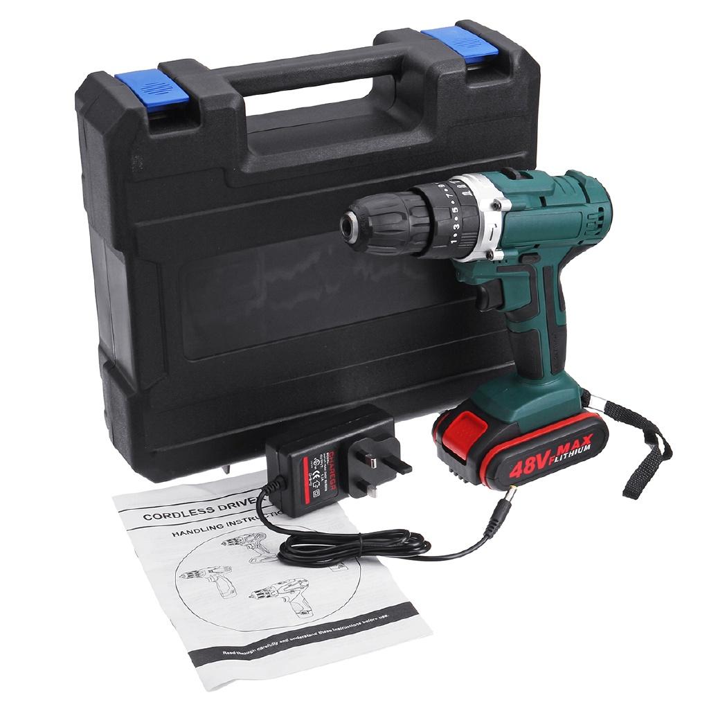 6500/13000mah 2 Speed 48V battery Power Drills Screwdriver 25+3 Torque Rechargeable Cordless Electric Drill Drilling New