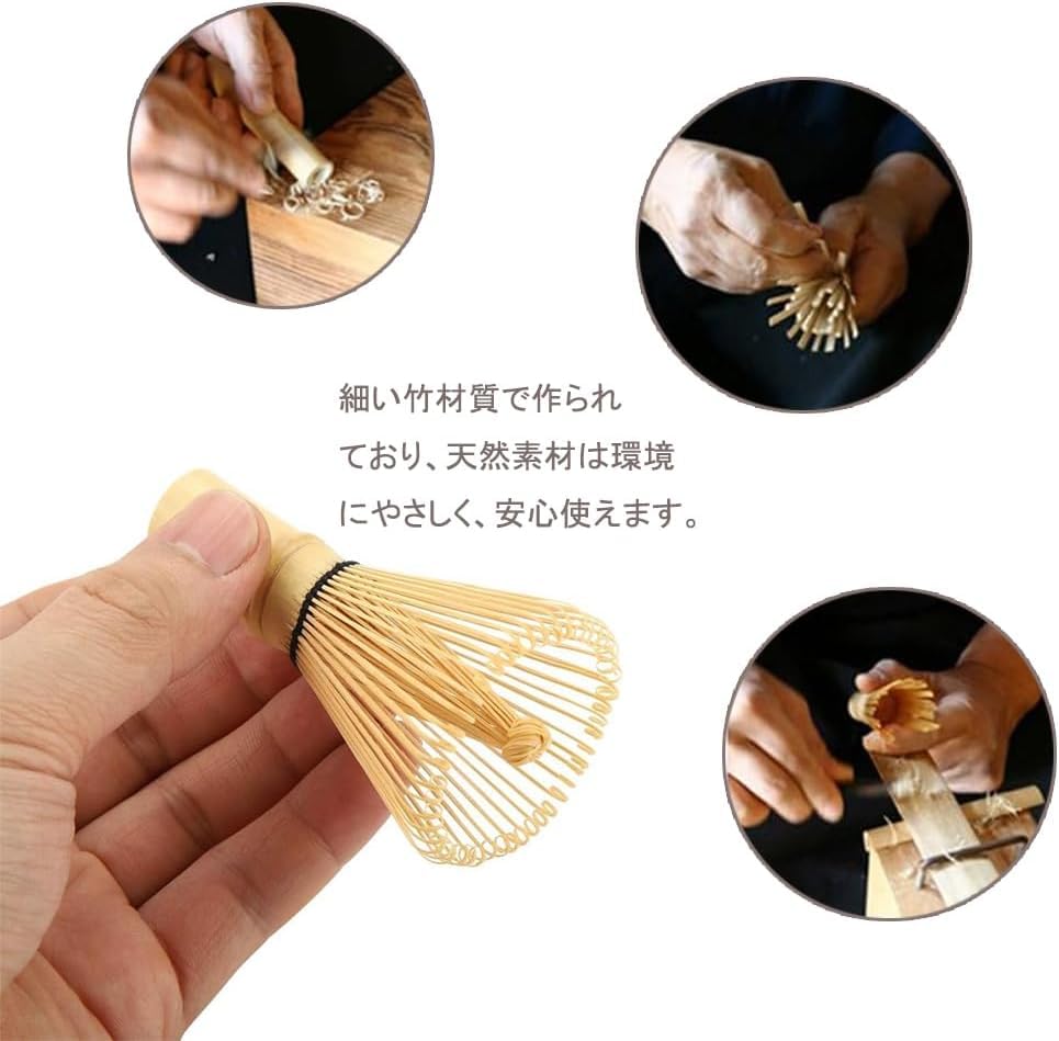 BTtime 4-Piece Tea Ceremony Utensil Set (Hyakuhontate) - Includes Bamboo Chasen, Chashaku, Matcha Powder Whisk, and Matcha Powder Sifter (Chasen +