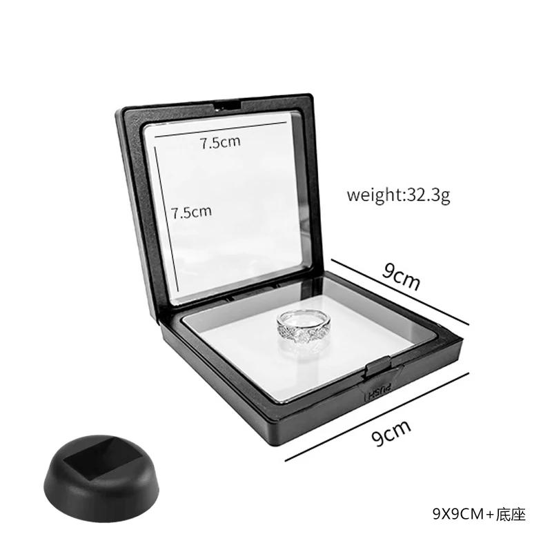

2026 New Jewelry Storage Box 3D Packaging Case Gemstone Floating Frame Membrane Ring Coin Display Case Necklace Display Holder