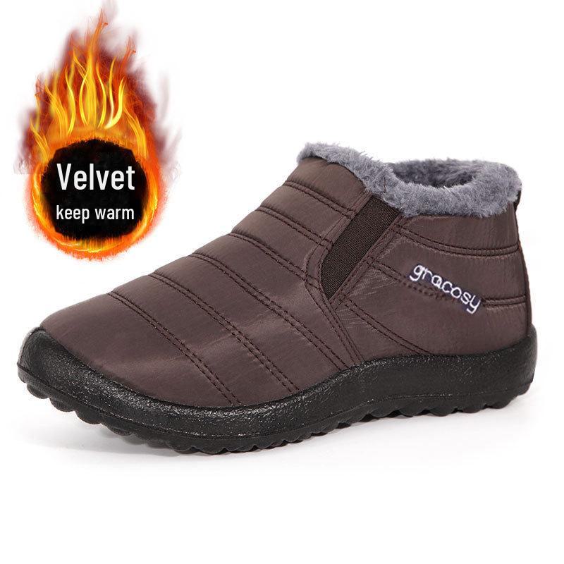 Cizme de zăpadă de iarnă impermeabile, de mărime mare, căptușite cu catifea, din bumbac