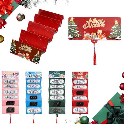 Christmas Money Holders for Cash, Christmas Cash Envelope With 6 Slots,Surprise Card Holder for Xmas DIY Holiday Money Gift Card