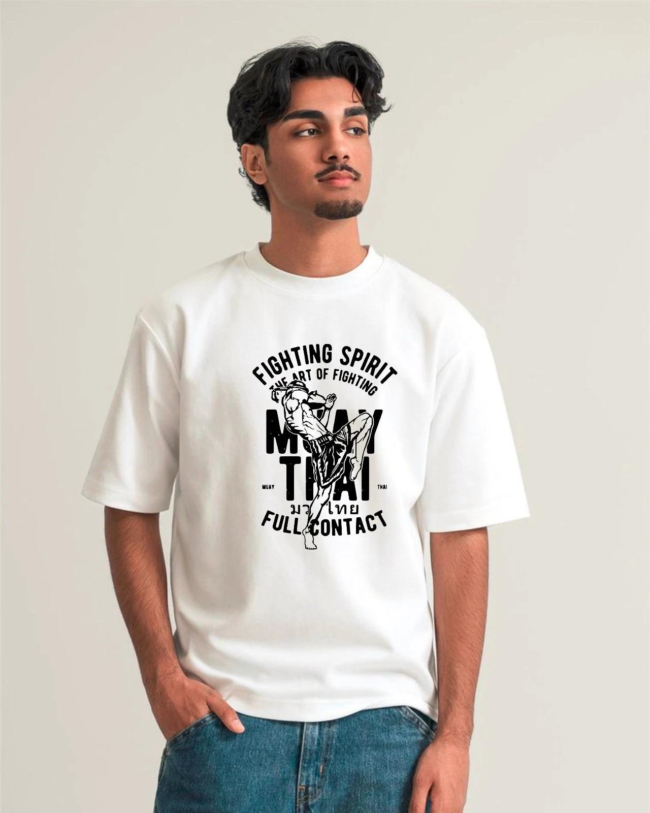 Muay Thai T-Shirt, Fighting Spirit Art Of Fighting Full Contact MMA Boxing Tee S