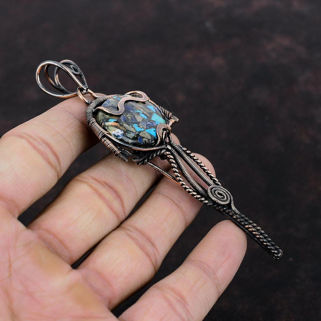 Copper Multi Turquoise Pendant Copper Wire Wrapped Pendant Very Pretty Gemstone Jewelry Elegant Pendant Handmade Copper Jewelry Gift For Him