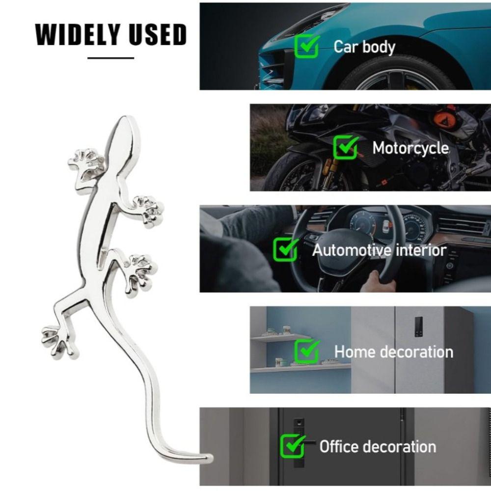 4pcs 10*3.8cm 3D Gecko Metal Car Emblem Car Body Block Scratch Sticker  Universal Vehicle