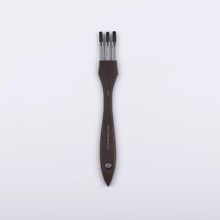 Dense Bristle Art Brush Wooden Handle Art Painting Comb Brush Smooth Painting Experience for Watercolor Acrylic Painting