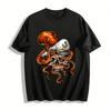 Vintage Captain Skull Octopus Print Casual Short Sleeve T-Shirt Pure Cotton T-shirt