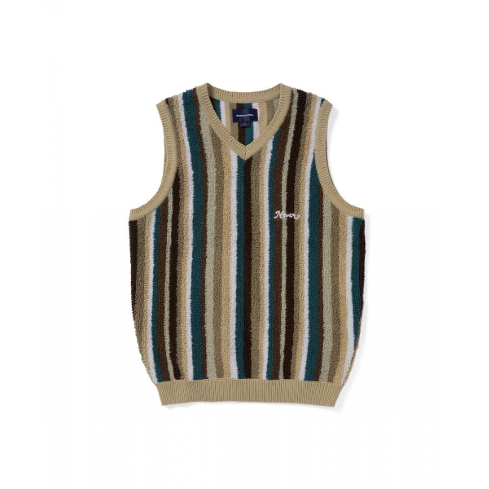 Thisisneverthat Striped Knit Vest Beige S