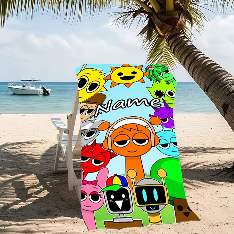 Customizable personalized beach towels Game Sprunki themed designs.Suitable for the beach, yoga, sports;ideal as beach accessories