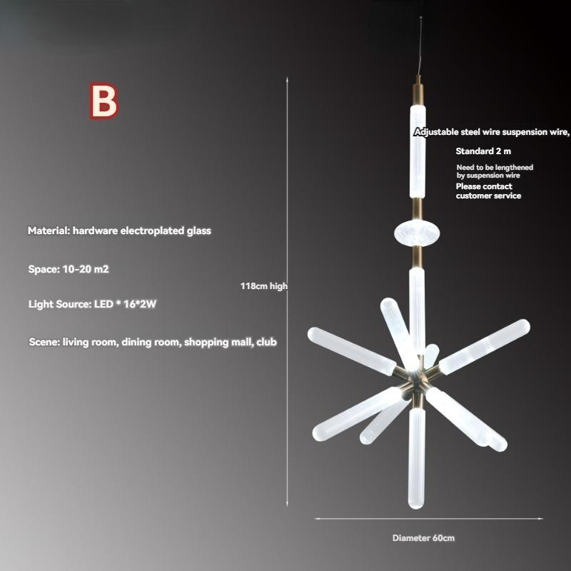Rice-shaped Glass Chandelier, Snowflake Suspension Lamp, Art Lamp, Used In Living Room, Bedroom, Hotel Lobby, Led Indoor Lamp