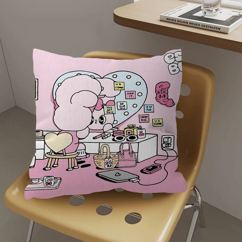 E-Esther Bunny Cartoon Cushion Cover Decorative Pillow Sofa Home Decor Case Pillow Cases