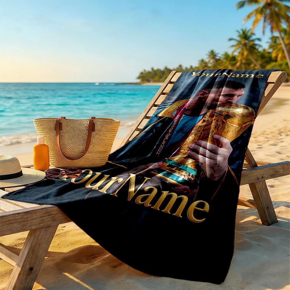 Messi Customize Text Beach Towel Soft Durable Quick-Dry Suitable for Sports Travel Swimming Yoga Bathroom Beach And Pool