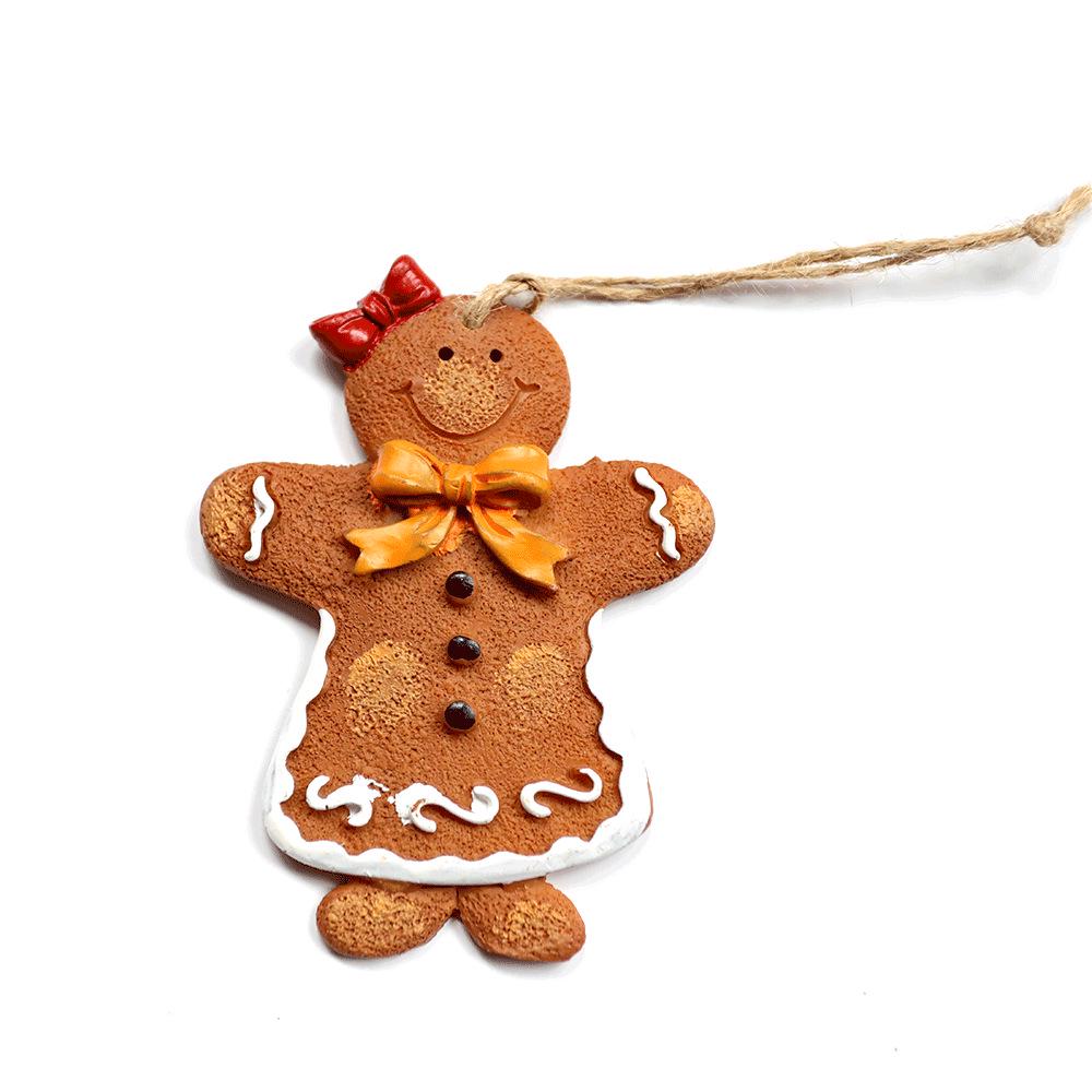Qingmeng Hand-Painted Gingerbread Man Christmas Tree Ornament