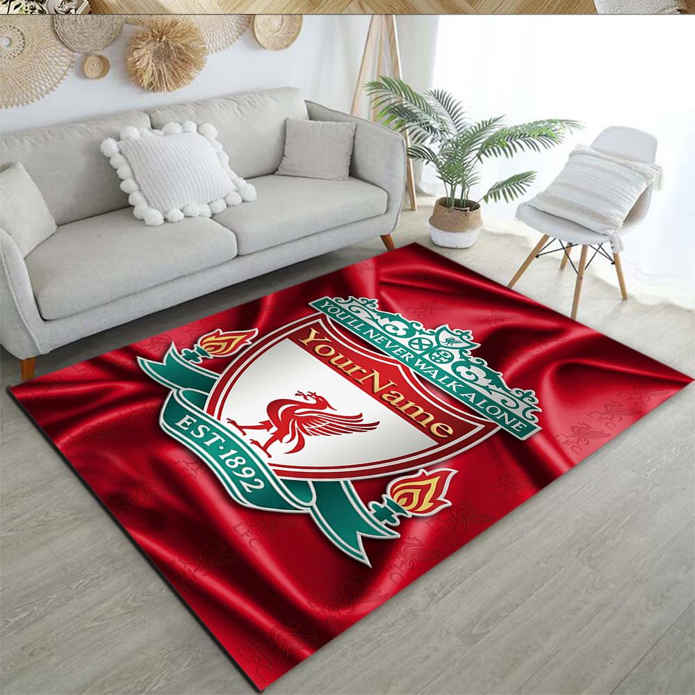 Liverpool Customizable Name Area Rug Perfect for Dining Room Game Room Playrooms Entryway Anti-slip Rug Decorate Offices Perfect Gift for Women/Men