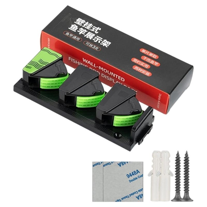 

Держатель для 3 удилищ, настенная стойка для удилищ, вертикальная подставка для удилищ для гаража, дачи и подвала, рыболовный аксессуар 1