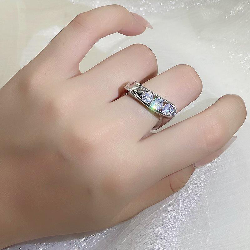 Couple Ring European and American Jewelry Geometric Zircon Engagement Ring
