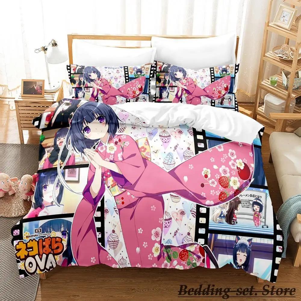 Brandneues NEKOPARA OVA Bettwäsche-Set Einzelbettgröße Größe Einzelbettgröße Doppelbettgröße Queen-Size King-Size Größe Bett-Set Schlafzimmer für Erwachsene und Kinder Bettbezug-Sets Anime parure de