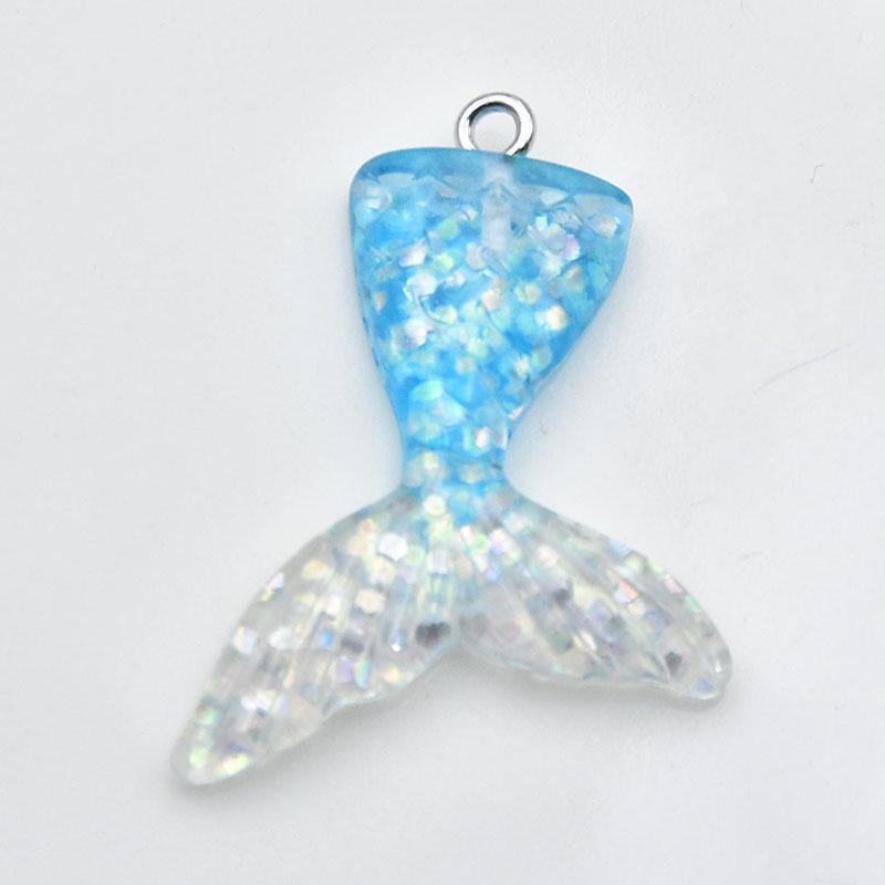 Gradient Resin Mermaid Tail Keychain Pendant Earrings - DIY Jewelry Accessory