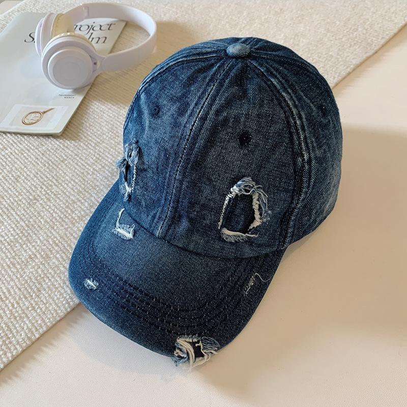 New Niche Ripped Design Denim Baseball Cap Men And Women Old Trend Big Head Sunshade Adjustable Sports Hip Hop Hat Gorras
