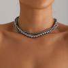 Jewelry Wind Painted Glass Pearl Clavicle Chain Exquisite Simple Atmospheric Winding Double Necklace