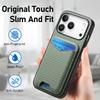 For iPhone 17 Pro Case Card Holder Kickstand Carbon Fiber Texture Back Cover