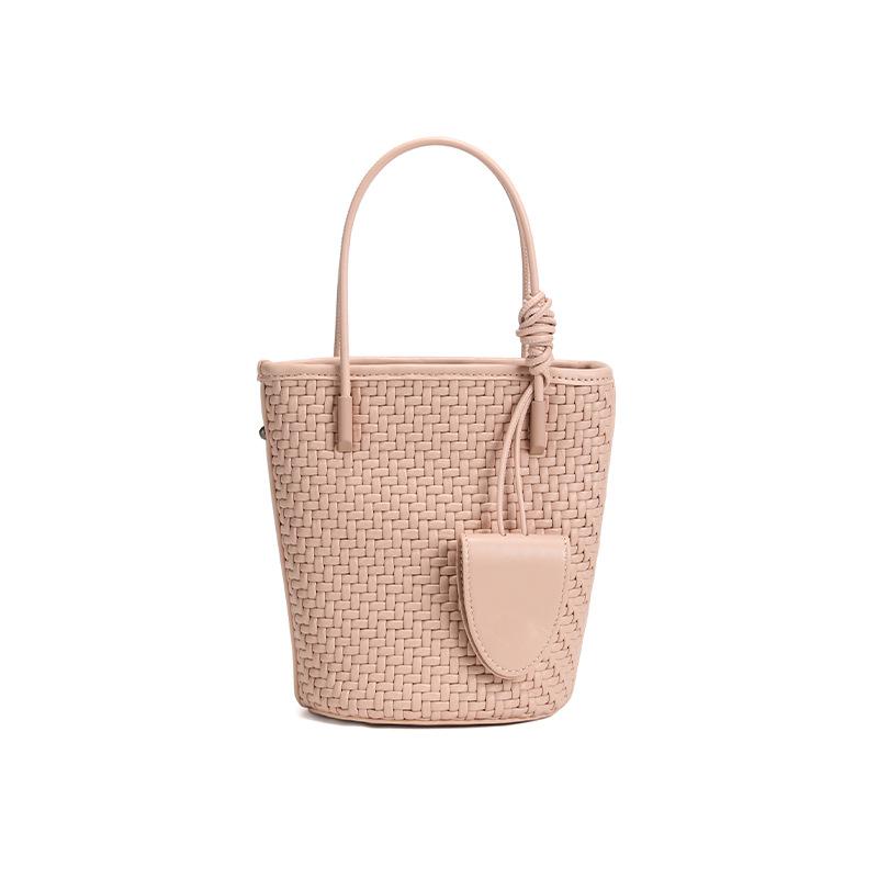 Modische Schaffell Zugband geflochtene Hand-Eimer-Tasche Damen-Tasche 2025 neue vielseitige lässige Umhängetasche Crossbody-Tasche