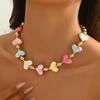 Adjustable Women's Necklace Colorful Love Love Necklace Sweet Heart Splicing Necklace  Summer Beach