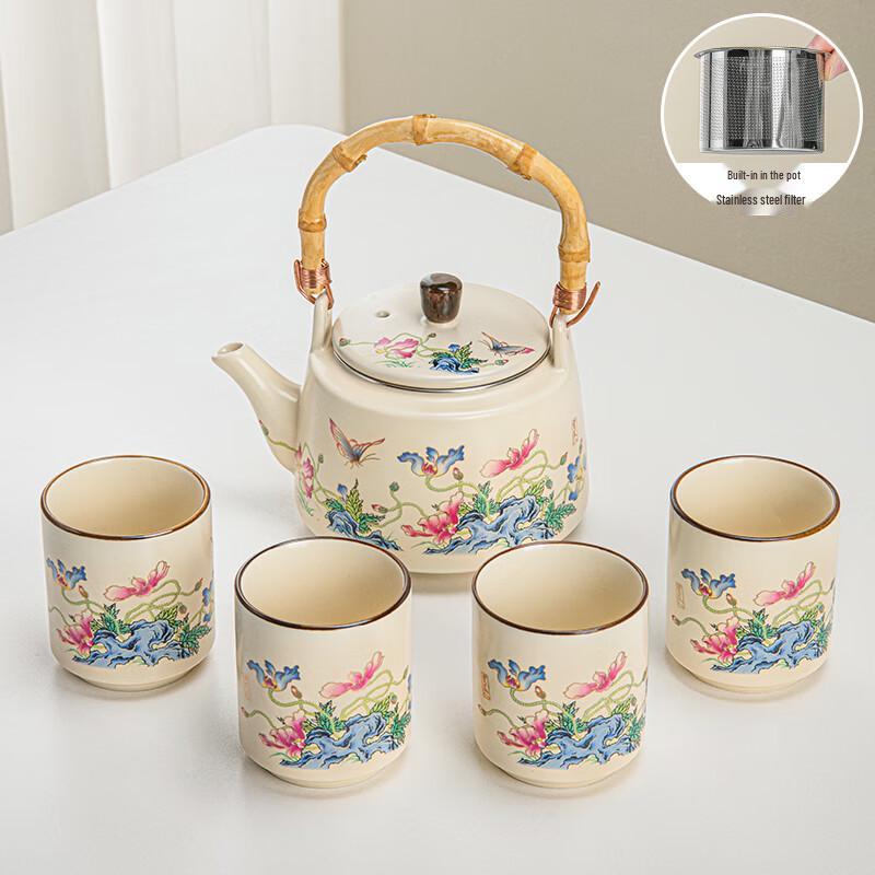 Leinuo Flourishing Flowers & Butterflies Tea Set