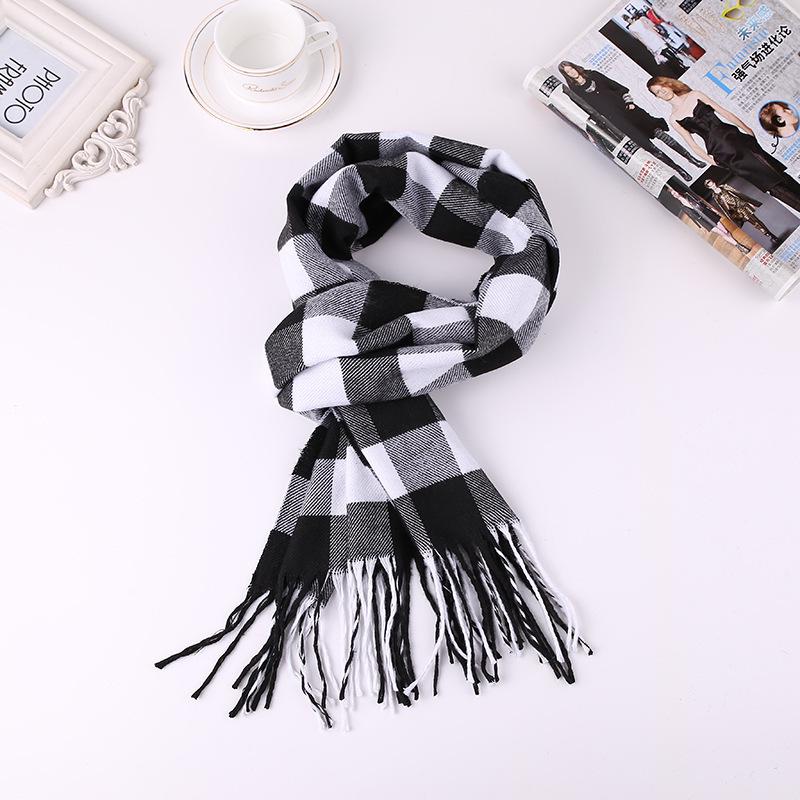 Men'S Winter Plaid Scarf Warm Women Cashmere Shawls Scarves Casual Tassel Scarfs Man Business Scarf Pashmina