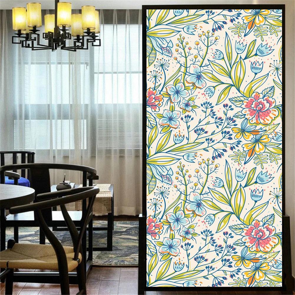 

Static Cling Privacy Window Film Decorative Plant Flower Window Coverings Glass Window Sticker 98H (as the picture,40x60cm WxH)