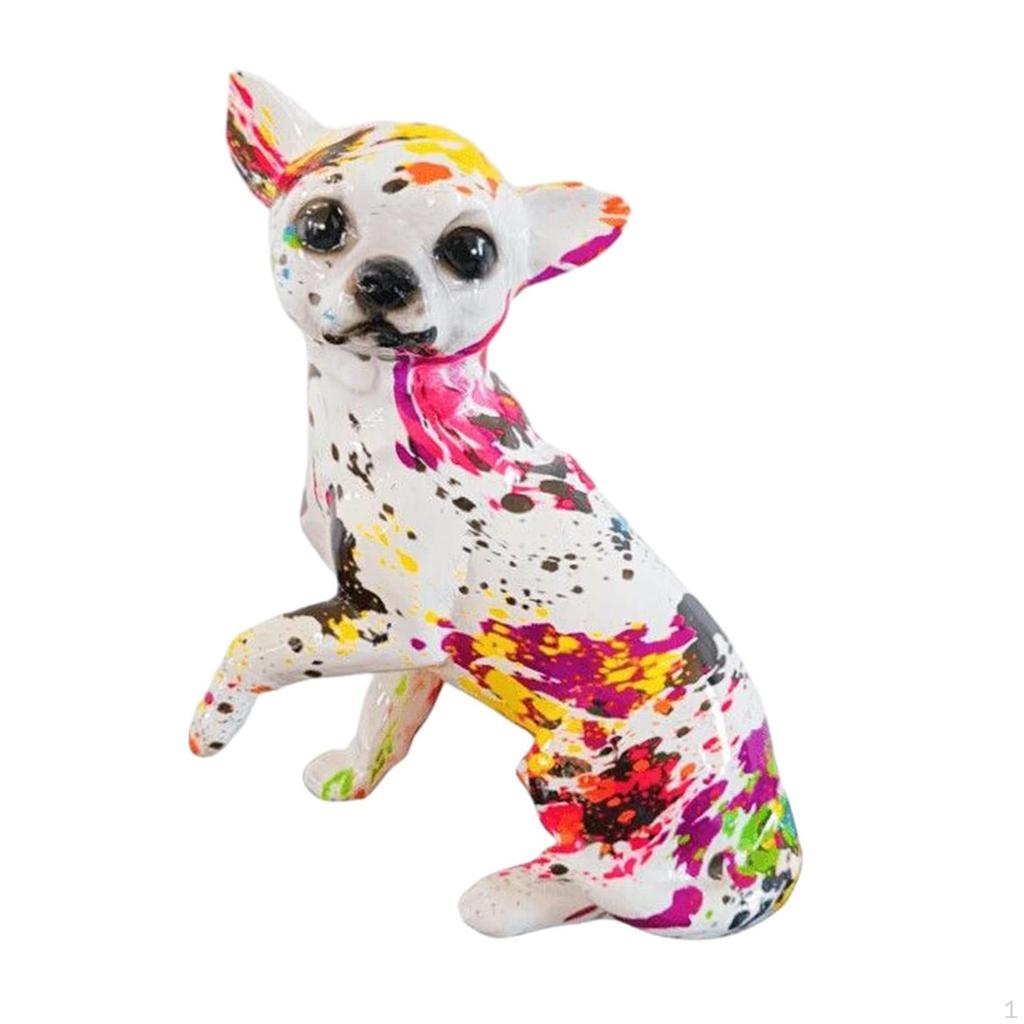Colorful Chihuahua Sculpture: Modern Dog Figurine for Home Display