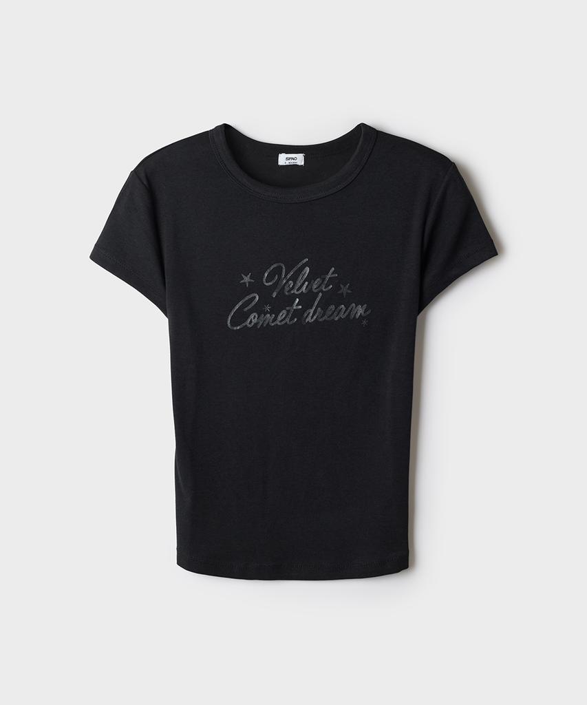 Seupao Glitter Typography Short Sleeve T-Shirt_Sprpg37G63