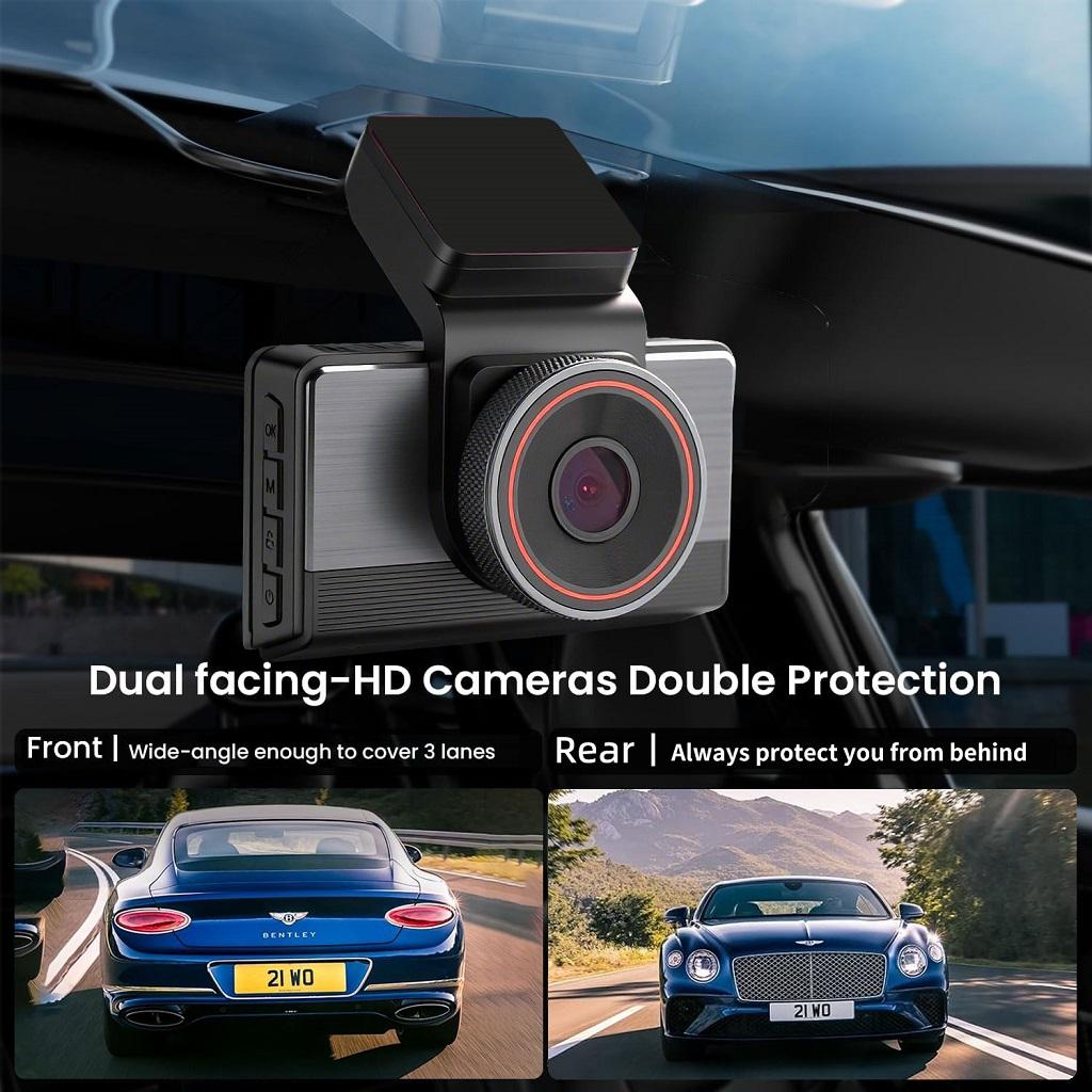 4G 2K Dual-Lens Dash Cam, 3-Inch Screen, WiFi, GPS Tracking, Remote Live Video Via Phone, 12-24V Power Supply, Car Camera