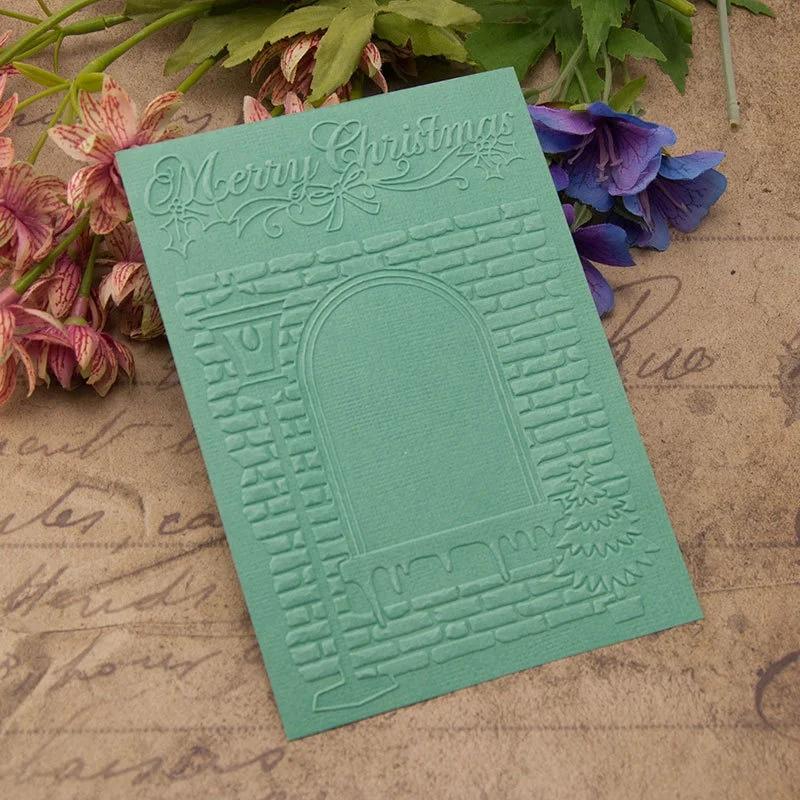 Merry Christmas Background Embossing Folder for Making Floral DIY Plastic Scrapbooking Photo Album Card Paper Craft Decoration