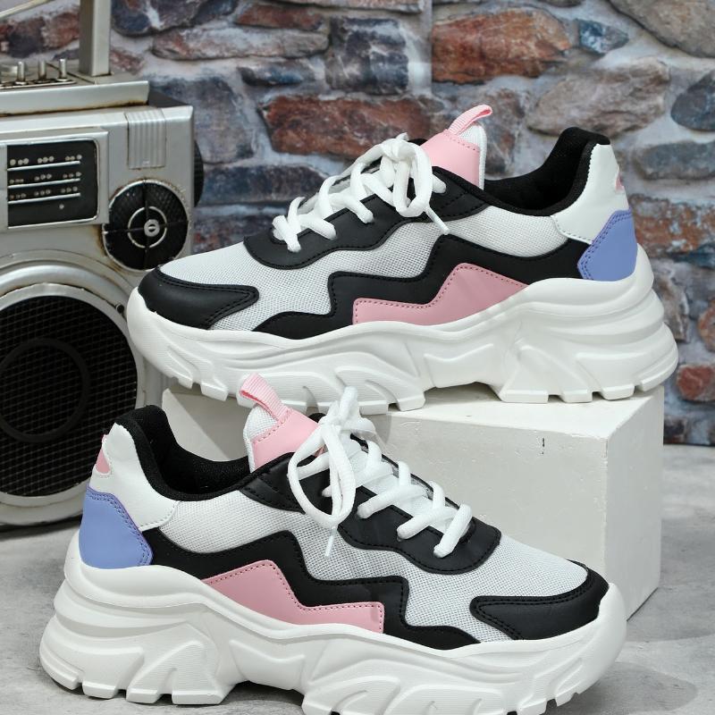 

Неуклюжие кроссовки на толстой подошве, поднимающие обувь. Дышащая удобная повседневная спортивная обувь. Модная пара уличной модной обуви. 44 чёрный