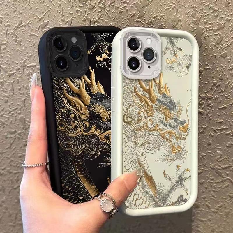 Luxury Fashion East Dragon Soft Phone Case For iPhone 11 12 13 14 15 16 Pro Max XR XS X 7 8 Plus SE 2020 Silicone INS Covers