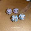 Silver Needle Diamond Ceramic Flower Cluster Earrings: Niche Fashion Fresh Studs