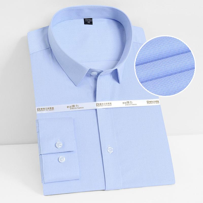 Quality Anti-Wrinkle Men Shirt Long Sleeves Dress Shirts For Men Slim Fit Camisa Social Business Blouse White Office Shirt S-4XL