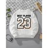 Best Player 23 Jersey Design(1) Girls' Hoodie, Round Neck Hoodie, Autumn and Winter Western Style Top, Children's Long Sleeved T-shirt