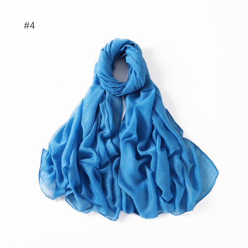Plain Oversized Shiny Glitter Cotton Viscose Hijab Scarf Lady Solid Shimmer Wraps and Shawls Pashmina Musulman Headband 180*90Cm