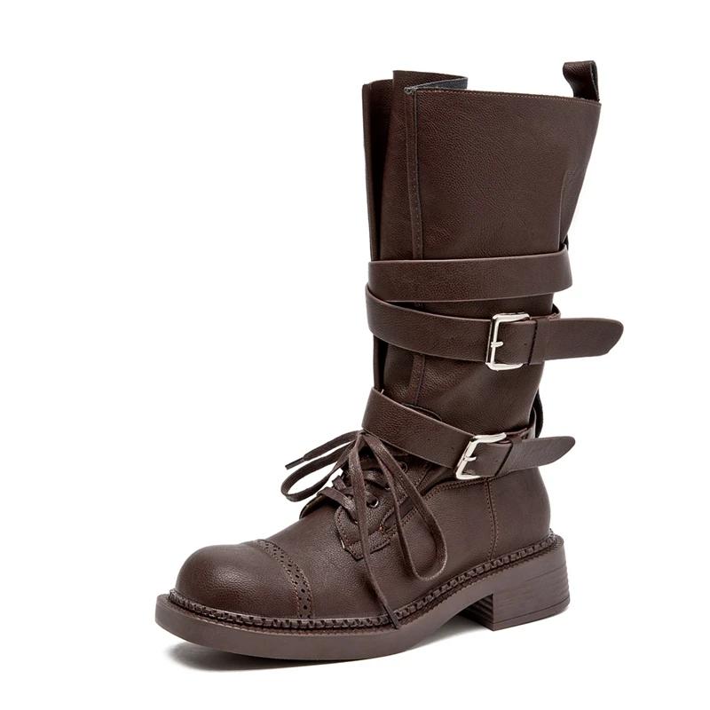 Western Cowboy Women New High top Tube Motorcycle Block Heel Fashion Rider for Adult Women Elegant Style 37 5960₽